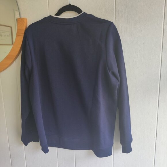 Studio Works Sport sweatshirt with snowflake design. Navy Blue & white collar 1X - Picture 4 of 8